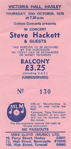 Steve Hackett Victoria Hall, Hanley concert ticket UK SVETIVI362412