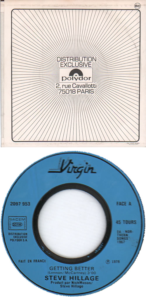 Steve Hillage Getting Better 7" vinyl single (7 inch record / 45) UK LLG07GE635367