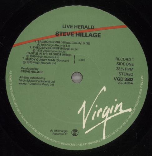 Steve Hillage Live Herald 2-LP vinyl record set (Double LP Album) UK LLG2LLI454922