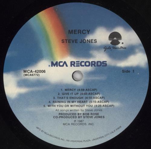 Steve Jones Mercy vinyl LP album (LP record) US SJOLPME676364
