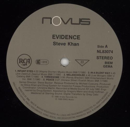 Steve Khan Evidence vinyl LP album (LP record) German KHNLPEV864939