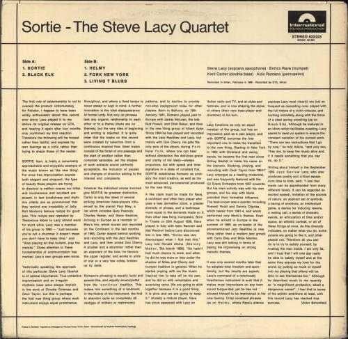Steve Lacy Sortie vinyl LP album (LP record) German LCYLPSO717763