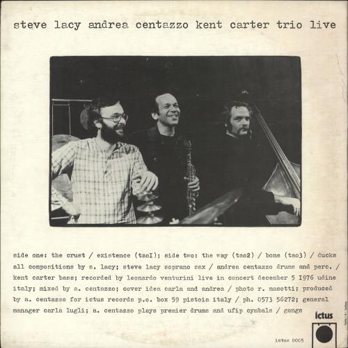 Steve Lacy Trio Live vinyl LP album (LP record) Italian LCYLPTR704953