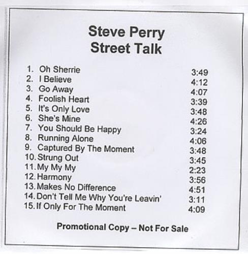 Steve Perry (Journey) 2006 Remaster Series CD-R acetate US PRYCRRE379108