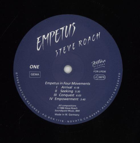 Steve Roach Empetus vinyl LP album (LP record) German ZTFLPEM848848