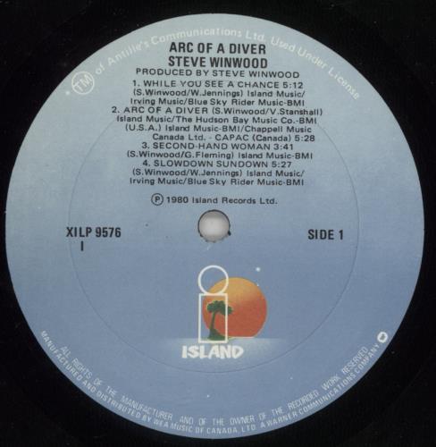 Steve Winwood Arc Of A Diver vinyl LP album (LP record) Canadian WWDLPAR601351