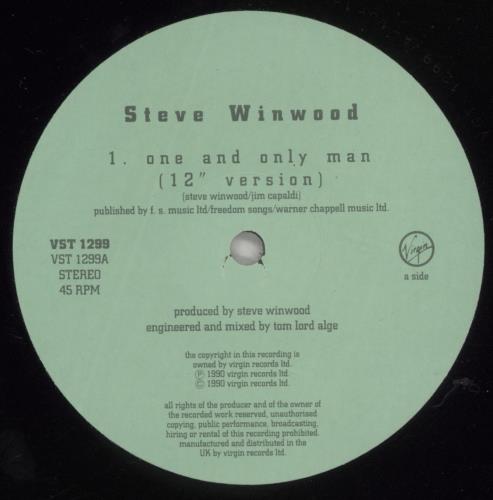 Steve Winwood One And Only Man (12" Version) 12" vinyl single (12 inch record / Maxi-single) UK WWD12ON596676