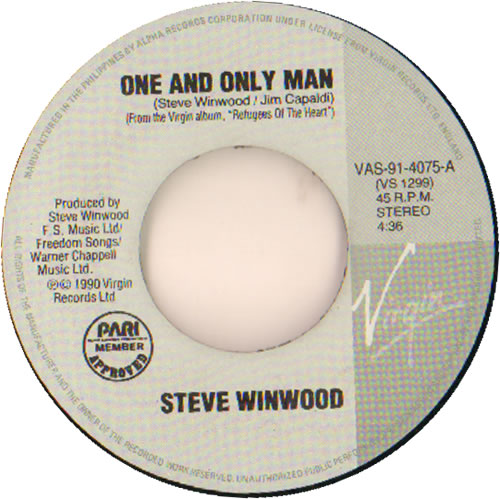 Steve Winwood One And Only Man 7" vinyl single (7 inch record / 45) Philippino WWD07ON638478