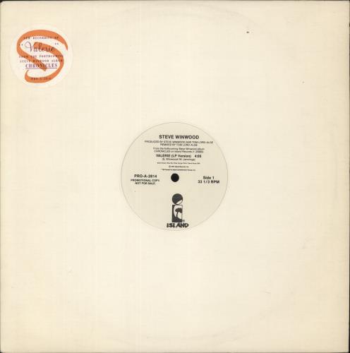 Steve Winwood Valerie 12" vinyl single (12 inch record / Maxi-single) US WWD12VA01261
