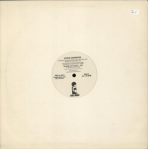 Steve Winwood Valerie 12" vinyl single (12 inch record / Maxi-single) US WWD12VA01261