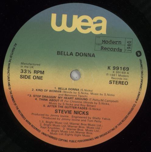 Stevie Nicks Bella Donna - VG vinyl LP album (LP record) UK NICLPBE866219