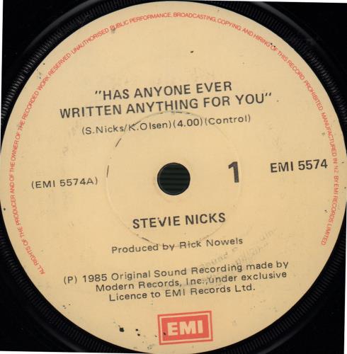 Stevie Nicks Has Anyone Ever Written Anything For You 7" vinyl single (7 inch record / 45) New Zealand NIC07HA666997