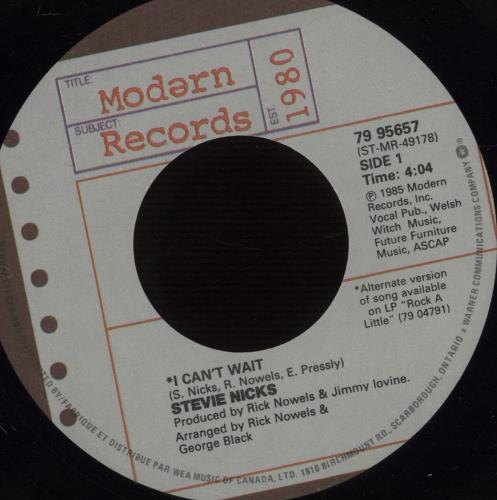 Stevie Nicks I Can't Wait 7" vinyl single (7 inch record / 45) Canadian NIC07IC69626