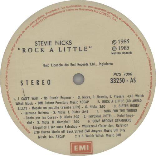 Stevie Nicks Rock A Little vinyl LP album (LP record) Guatemala NICLPRO666734