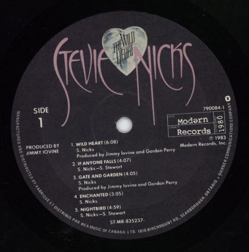 Stevie Nicks The Wild Heart vinyl LP album (LP record) Canadian NICLPTH777050