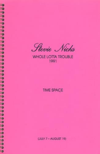 Stevie Nicks Whole Lotta Trouble 1991 - Tour Itinerary book US NICBKWH102662