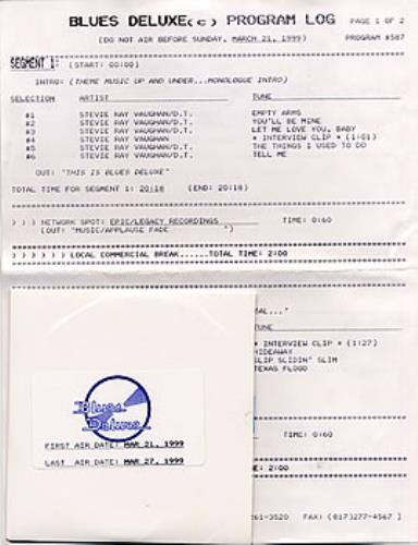 Stevie Ray Vaughan Blues Deluxe - Real Deal Special CD-R acetate US SRVCRBL286007