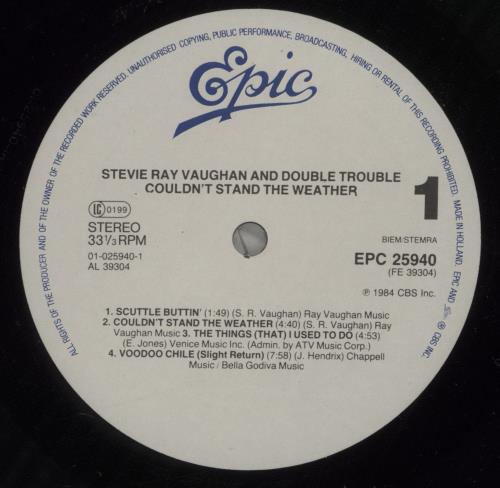 Stevie Ray Vaughan Couldn't Stand The Weather vinyl LP album (LP record) UK SRVLPCO228308