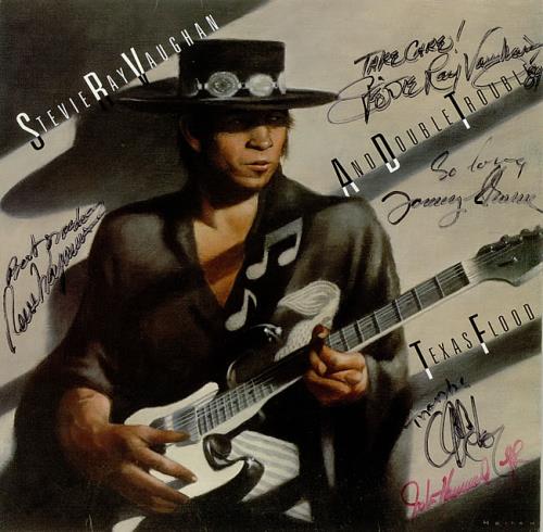 Stevie Ray Vaughan Texas Flood - Autographed vinyl LP album (LP record) Dutch SRVLPTE445217