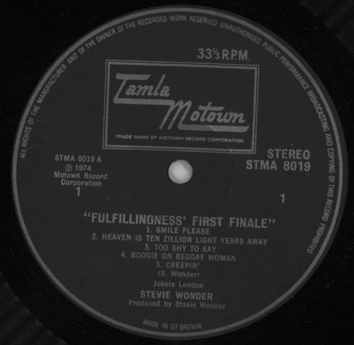 Stevie Wonder Fulfillingness' First Finale - All Rights vinyl LP album (LP record) UK STWLPFU604508