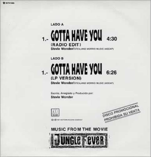 Stevie Wonder Gotta Have You 12" vinyl single (12 inch record / Maxi-single) Mexican STW12GO149678