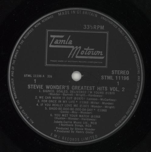 Stevie Wonder Greatest Hits Volume 2 vinyl LP album (LP record) UK STWLPGR444882