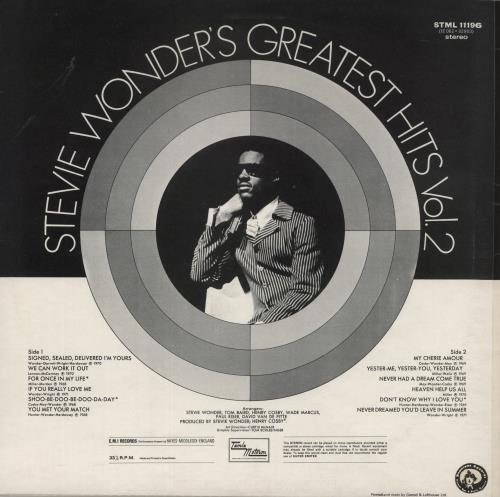 Stevie Wonder Greatest Hits Volume 2 vinyl LP album (LP record) UK STWLPGR444882