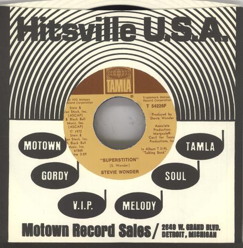 Stevie Wonder Superstition 7" vinyl single (7 inch record / 45) US STW07SU741740