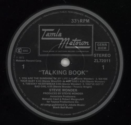 Stevie Wonder Talking Book vinyl LP album (LP record) German STWLPTA541814