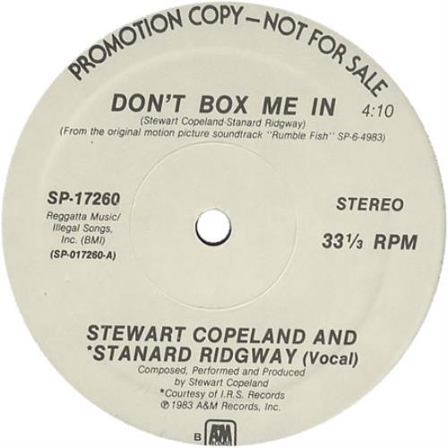 Stewart Copeland Don't Box Me In 12" vinyl single (12 inch record / Maxi-single) US STC12DO73068