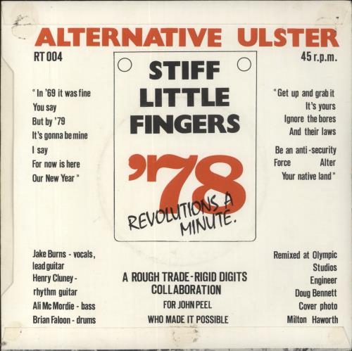 Stiff Little Fingers Alternative Ulster 7" vinyl single (7 inch record / 45) UK SFI07AL463039