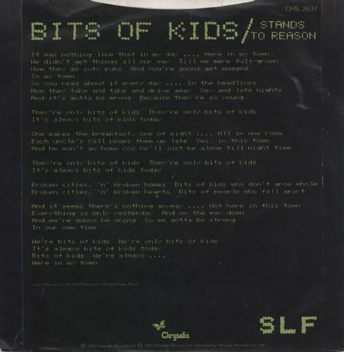 Stiff Little Fingers Bits Of Kids - EX 7" vinyl single (7 inch record / 45) UK SFI07BI783479