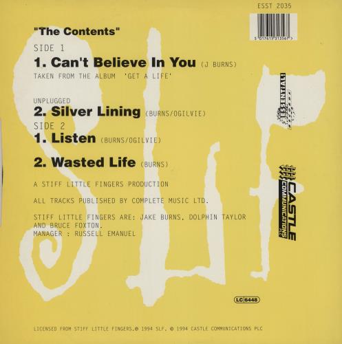 Stiff Little Fingers Can't Believe In You - No. 41 - EX 12" vinyl single (12 inch record / Maxi-single) UK SFI12CA755593