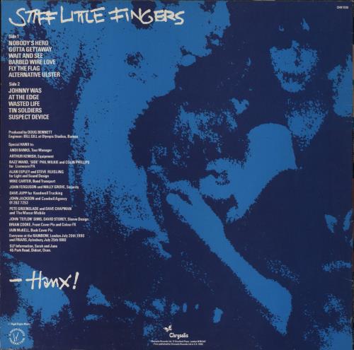 Stiff Little Fingers Hanx! vinyl LP album (LP record) UK SFILPHA316894