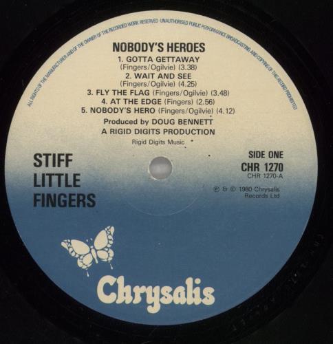 Stiff Little Fingers Nobody's Heroes - EX vinyl LP album (LP record) UK SFILPNO704910