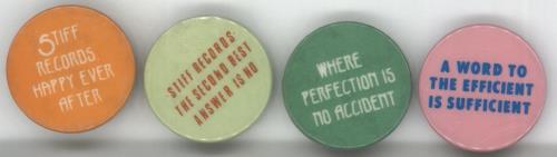 Stiff Records Four Stiff Records Promotional Button Badges badge UK SX8BGFO870775