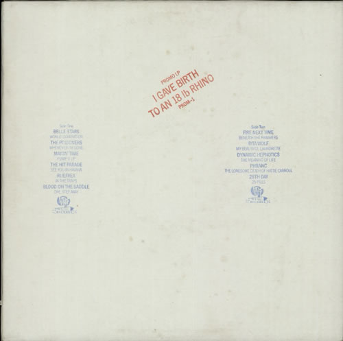 Stiff Records I Gave Birth To An 18lb Rhino vinyl LP album (LP record) UK SX8LPIG631610