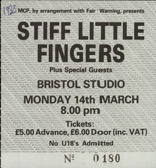 Stiff Little Fingers Flag & Emblems + Ticket Stub UK tour programme