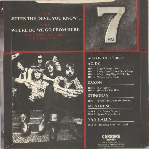 Stingray (Rock) Better The Devil You Know 7" vinyl single (7 inch record / 45) UK WT007BE601894
