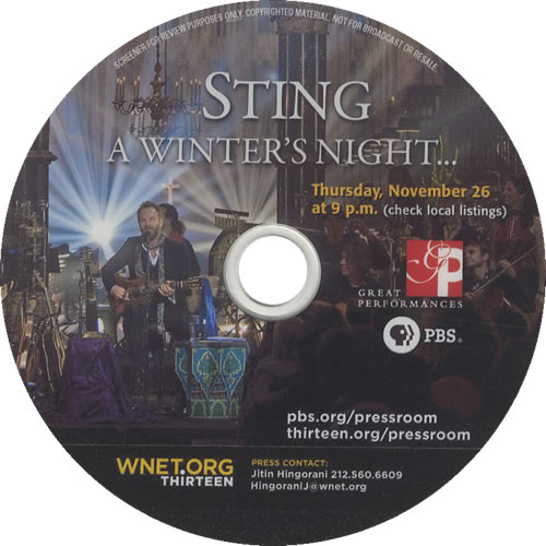 Sting A Winter's Night promo DVD-R US STIDRAW493677