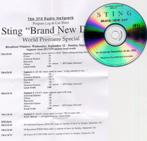 Sting Brand New Day - World Premiere Broadcast CD album (CDLP) US STICDBR146311