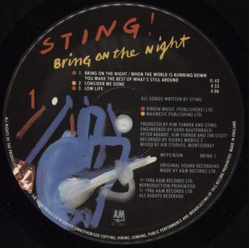 Sting Bring On The Night - EX 2-LP vinyl record set (Double LP Album) UK STI2LBR302522