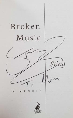 Sting Broken Music - Autographed book UK STIBKBR678232