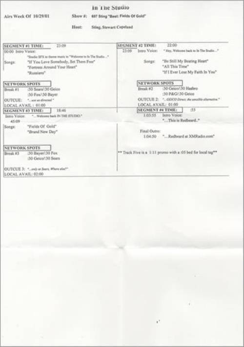 Sting In The Studio CD album (CDLP) US STICDIN219567