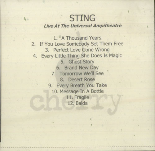 Sting Live At Universal Ampitheatre CD-R acetate US STICRLI543634