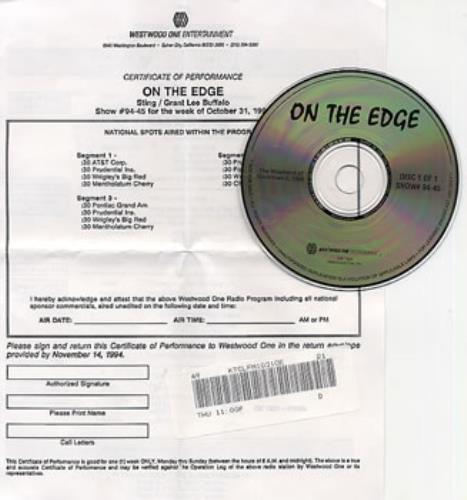 Sting On The Edge CD album (CDLP) US STICDON150325