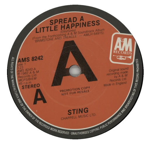 Sting Spread A Little Happiness 7" vinyl single (7 inch record / 45) UK STI07SP13550