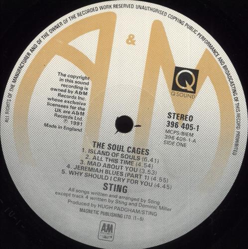 Sting The Soul Cages - Q-Sound - EX vinyl LP album (LP record) UK STILPTH676006