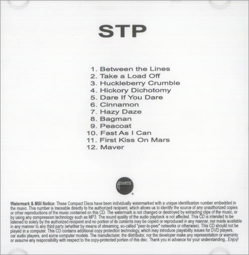 Stone Temple Pilots STP CD-R acetate US PTSCRST527092