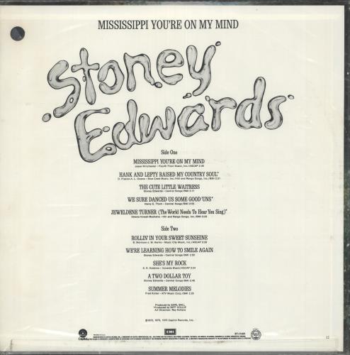 Stoney Edwards Mississippi You're On My Mind - Punch Hole vinyl LP album (LP record) US ZT7LPMI717795